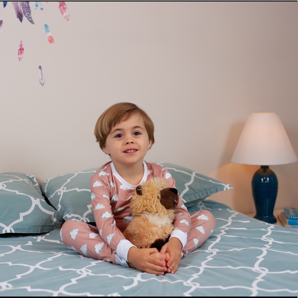 Cute clouds long sleeves bamboo cotton pajama sets